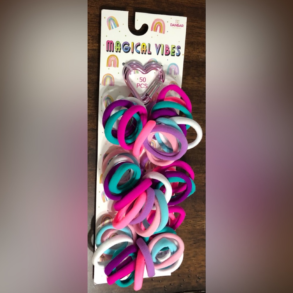 50 PCS hair scrunchies/two purple metal heart  key holder.